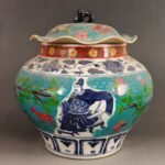 30cm Oriental Art Ceramic Temple Jar Hand Painted Scholar & Deer Scene (1)