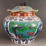 30cm Oriental Art Ceramic Temple Jar Hand Painted Scholar & Deer Scene (2)