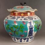 30cm Oriental Art Ceramic Temple Jar Hand Painted Scholar & Deer Scene (3)
