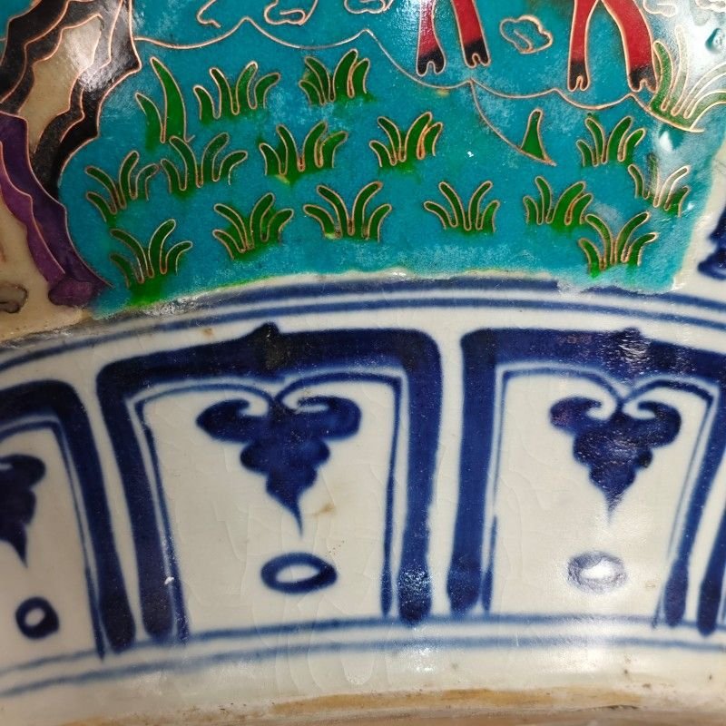 30cm Oriental Art Ceramic Temple Jar Hand Painted Scholar & Deer Scene (7)