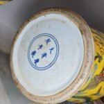 Antique Chinese Yellow Ground Famille Rose General Jar Pair — Dragons Among Clouds, Kangxi Mark (9)