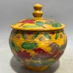 Antique Chinese Yellow Ground Sancai Relief Jar Pair (3)