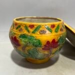 Antique Chinese Yellow Ground Sancai Relief Jar Pair (7)