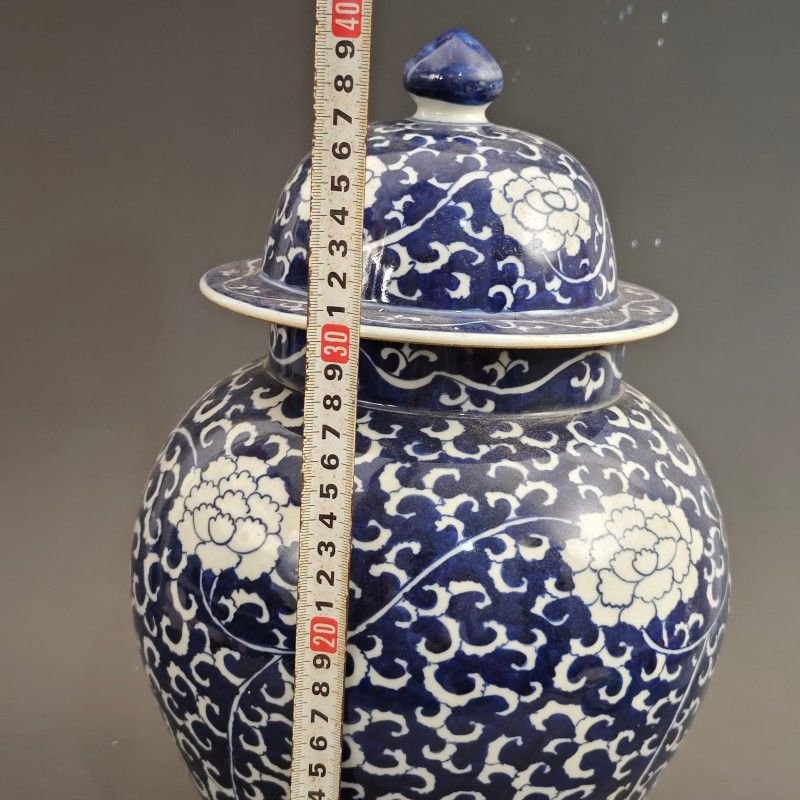 Blue & White Ice Plum Ginger Jar 40cm Large Chinoiserie Porcelain (5)
