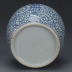 Blue and White Double Happiness Ginger Jar, Hand Painted Floral Scroll Porcelain Storage Jar with Lid (2)
