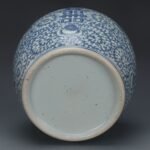Blue and White Double Happiness Ginger Jar, Hand Painted Floral Scroll Porcelain Storage Jar with Lid (6)