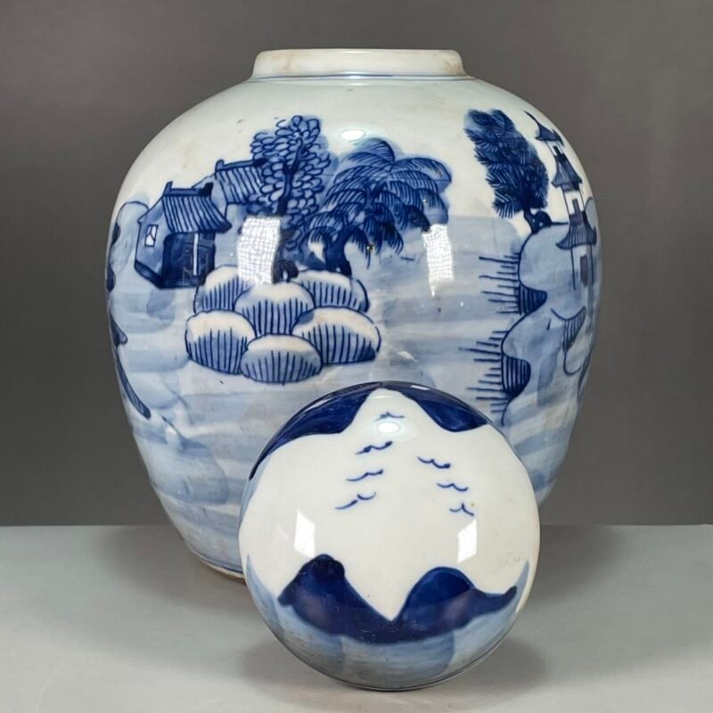 Blue and White Landscape Ginger Jar (2)