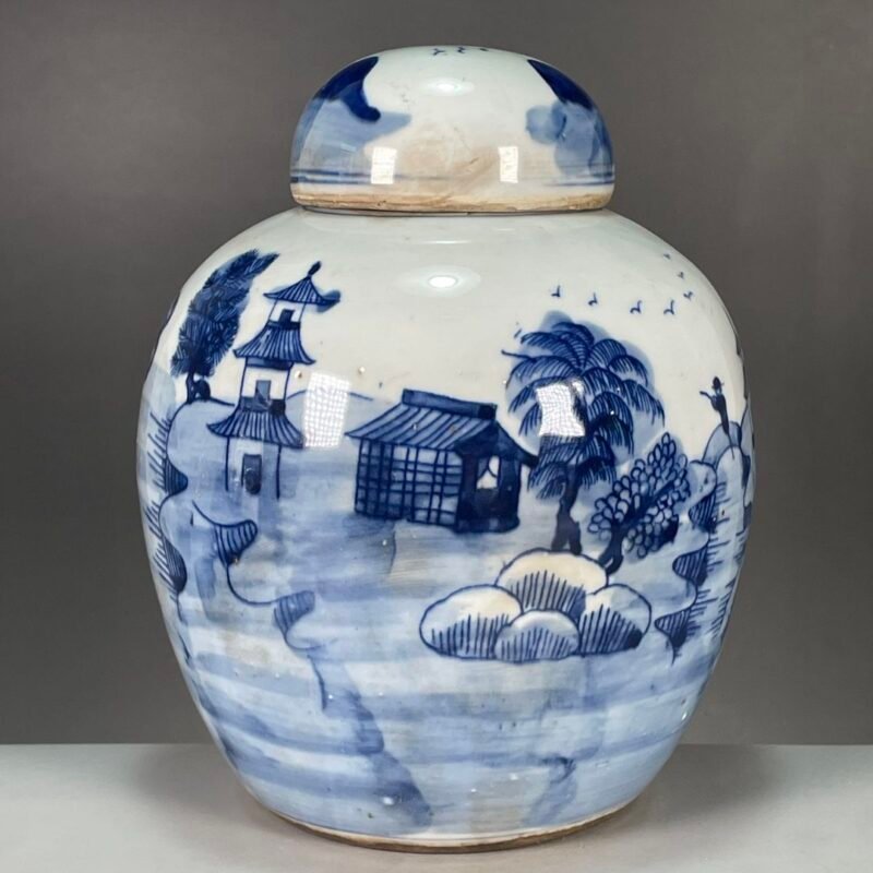 Blue and White Landscape Ginger Jar (3)