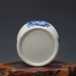 Blue and White Porcelain Ginger Jar Dragon and Phoenix Motif Hand Painted Chinoiserie Temple Jar (1)