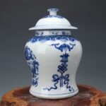Blue and White Porcelain Ginger Jar Dragon and Phoenix Motif Hand Painted Chinoiserie Temple Jar (3)