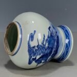 Blue and White Porcelain Ginger Jar Hand Painted Warrior Horse Scene Lidded Canister (2)