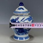 Blue and White Porcelain Ginger Jar Hand Painted Warrior Horse Scene Lidded Canister (6)
