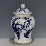 Blue and White Porcelain Ginger Jar with Bird & Plum Blossom Motif (2)