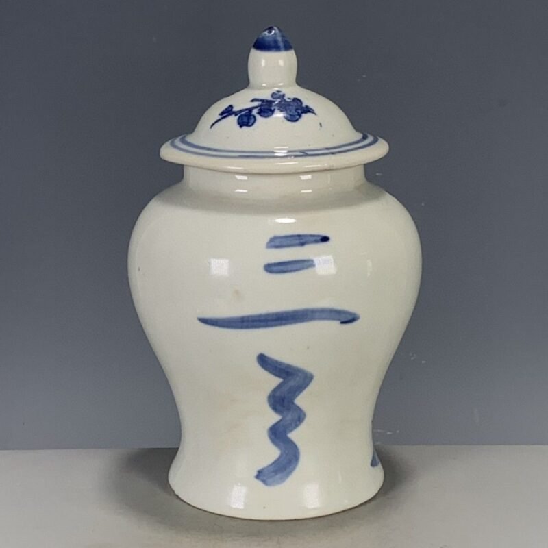 Blue and White Porcelain Ginger Jar with Bird & Plum Blossom Motif (4)