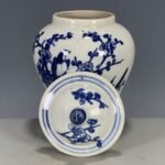 Blue and White Porcelain Ginger Jar with Bird & Plum Blossom Motif (5)