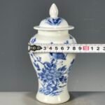 Blue and White Porcelain Ginger Jar with Lid 7.3 Chinoiserie Bird & Flower Motif (5)