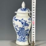 Blue and White Porcelain Ginger Jar with Lid 7.3 Chinoiserie Bird & Flower Motif (6)