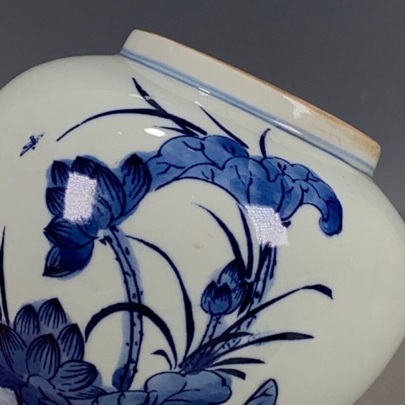 Blue and White Porcelain Small Lotus Ginger Jar with Lid (6)