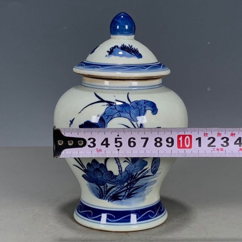 Blue and White Porcelain Small Lotus Ginger Jar with Lid (9)