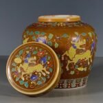 Brown Glazed Famille Rose Porcelain Mini Ginger Jar (2)