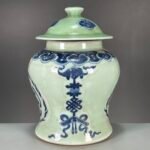 Celadon and Blue Porcelain Ginger Jar with Lid (5)
