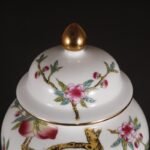 Chinese Famille Rose Ginger Jar Porcelain Crane & Peach Motif with Lid (3)