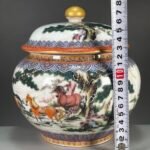 Chinoiserie Ginger Jar with Lid 7.1 (18cm) Horse & Pine Porcelain Temple Jar (4)
