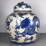 Classic Blue & White Porcelain Dragon Ginger Jar with Lid (1)