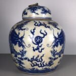 Classic Blue & White Porcelain Dragon Ginger Jar with Lid (2)