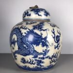 Classic Blue & White Porcelain Dragon Ginger Jar with Lid (3)