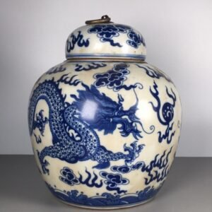 Classic Blue & White Porcelain Dragon Ginger Jar with Lid (3)
