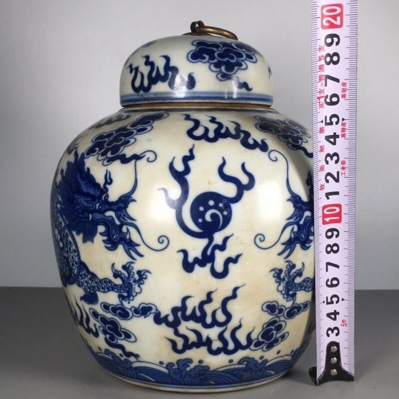 Classic Blue & White Porcelain Dragon Ginger Jar with Lid (6)