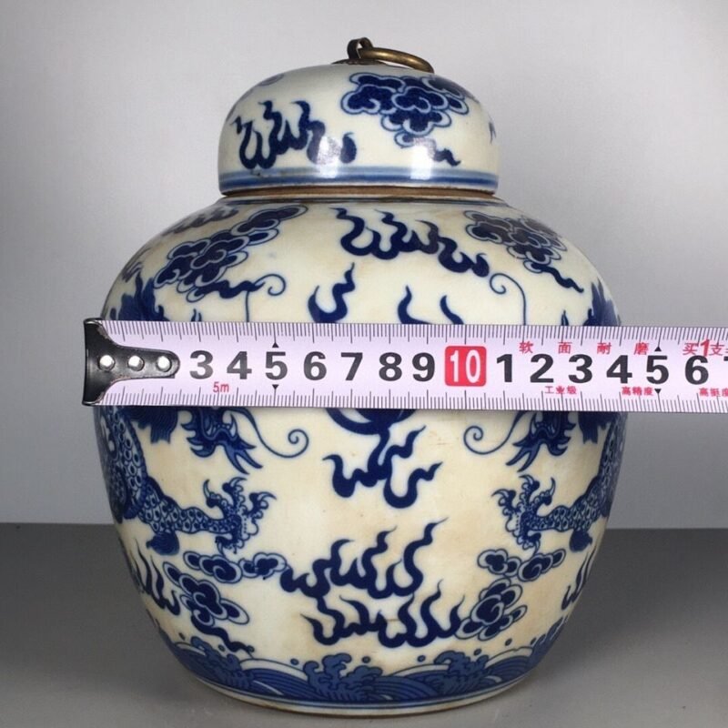 Classic Blue & White Porcelain Dragon Ginger Jar with Lid (9)