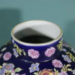 Cobalt Blue Ginger Jar – Famille Rose Phoenix & Peony Temple Jar with Lid – Luxurious Chinoiserie Statement Decor (10)