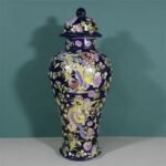 Cobalt Blue Ginger Jar – Famille Rose Phoenix & Peony Temple Jar with Lid – Luxurious Chinoiserie Statement Decor (3)