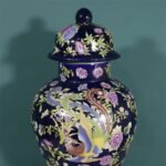 Cobalt Blue Ginger Jar – Famille Rose Phoenix & Peony Temple Jar with Lid – Luxurious Chinoiserie Statement Decor (4)