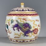 Colorful Enamel Lion Chinoiserie Ginger Jar, Lidded Porcelain Storage Jar (4)