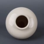 Cream White Plain Porcelain Ginger Jar with Lid (2)