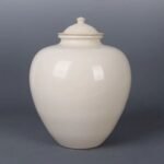 Cream White Plain Porcelain Ginger Jar with Lid (5)