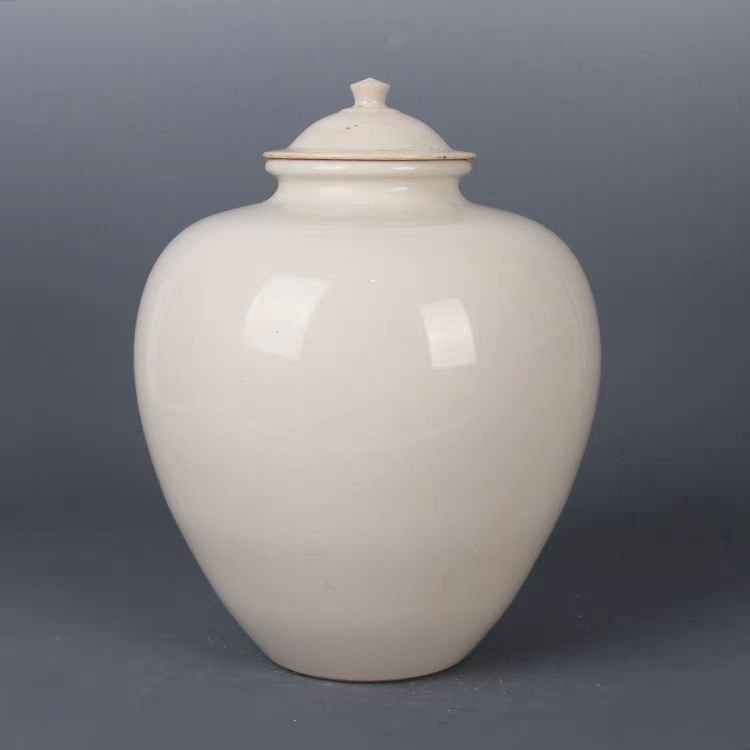 Cream White Plain Porcelain Ginger Jar with Lid (5) Cream White Plain Porcelain Ginger Jar with Lid (5)