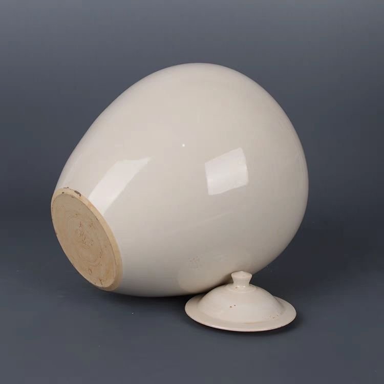 Cream White Plain Porcelain Ginger Jar with Lid (6)