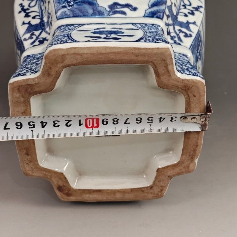 Extra Large Blue and White Porcelain Square Ginger Jar (1)