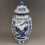 Extra Large Blue and White Porcelain Square Ginger Jar (2)