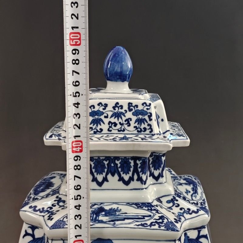 Extra Large Blue and White Porcelain Square Ginger Jar (7)