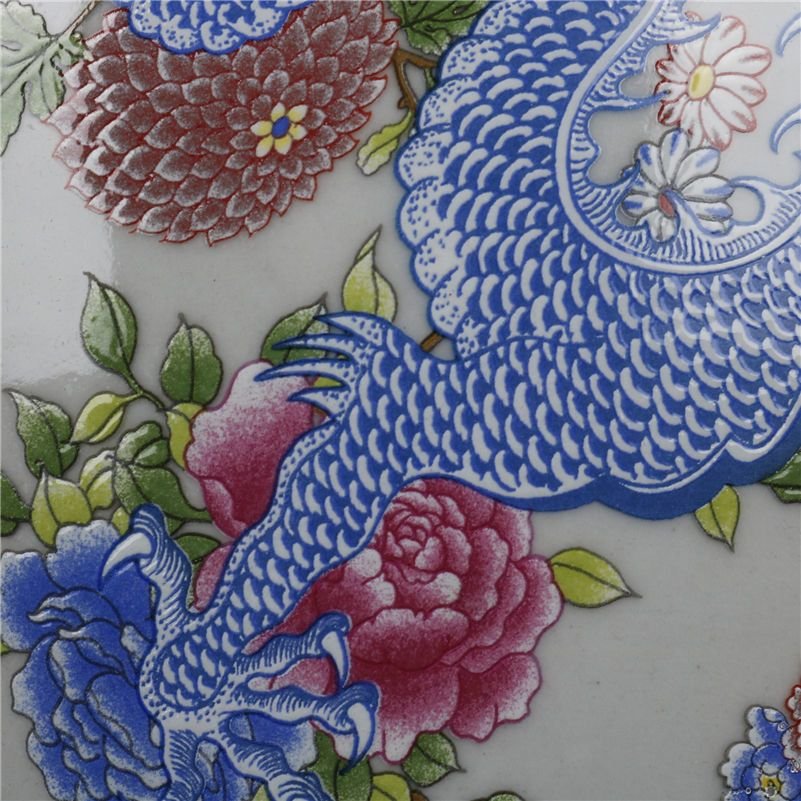 Famille Rose Blue Dragon Tall Ginger Jar (7)