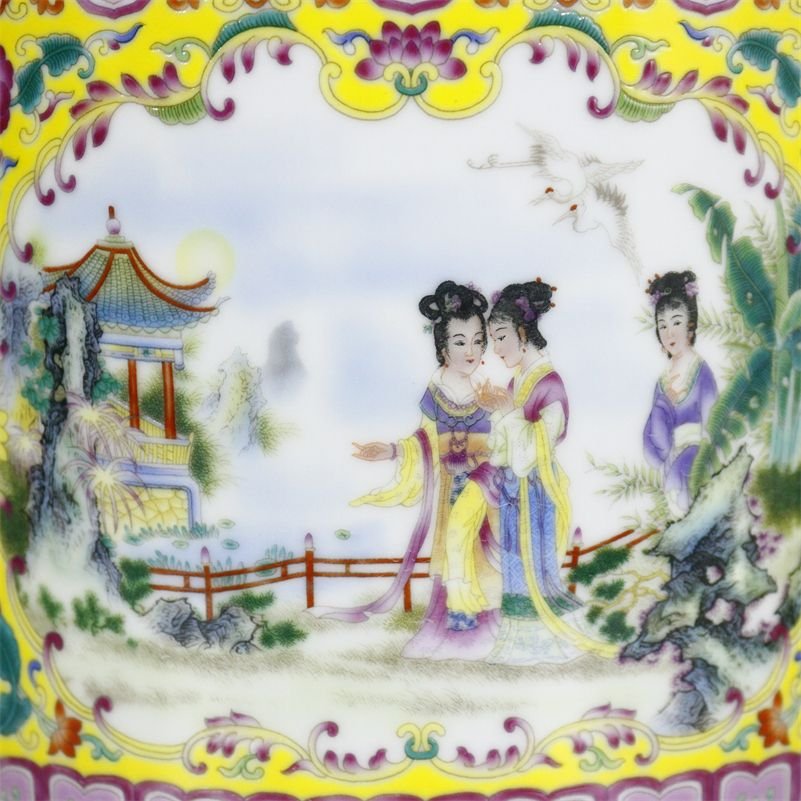 Famille Rose Porcelain Ginger Jar Figural Scene (3 Color Options) (1)