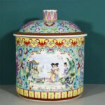 Famille Rose Porcelain Ginger Jar Figural Scene (3 Color Options) (2)