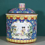 Famille Rose Porcelain Ginger Jar Figural Scene (3 Color Options) (4)