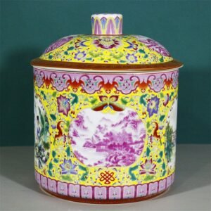Famille Rose Porcelain Ginger Jar Figural Scene (3 Color Options) (7)