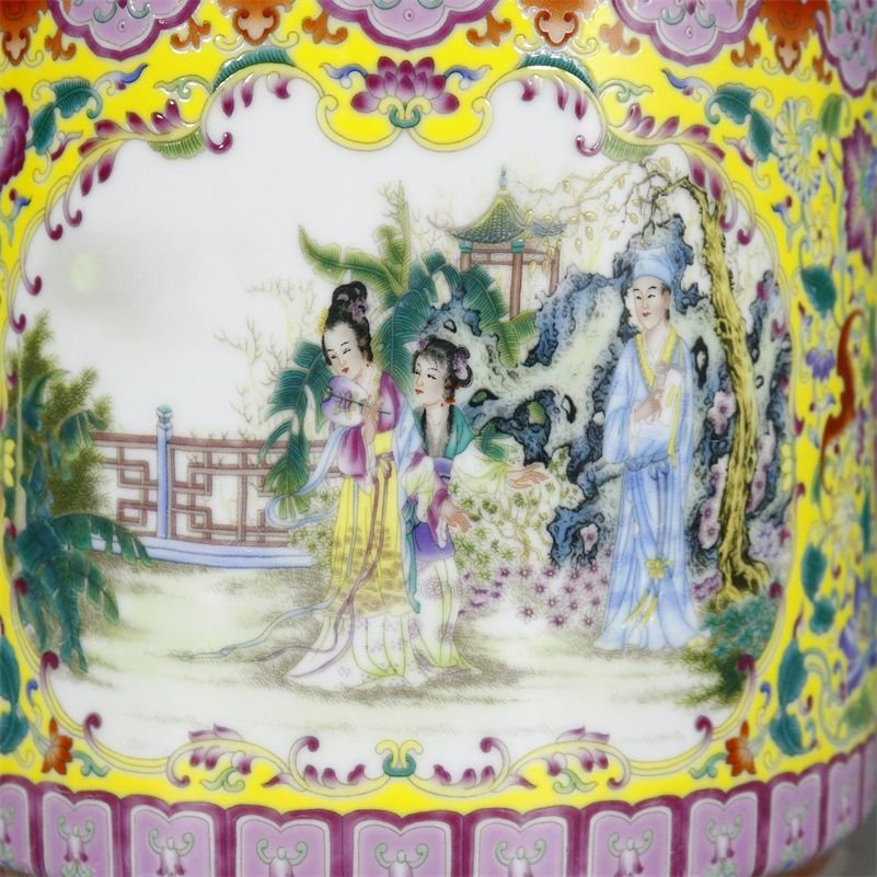 Famille Rose Porcelain Ginger Jar Figural Scene (3 Color Options) (8)
